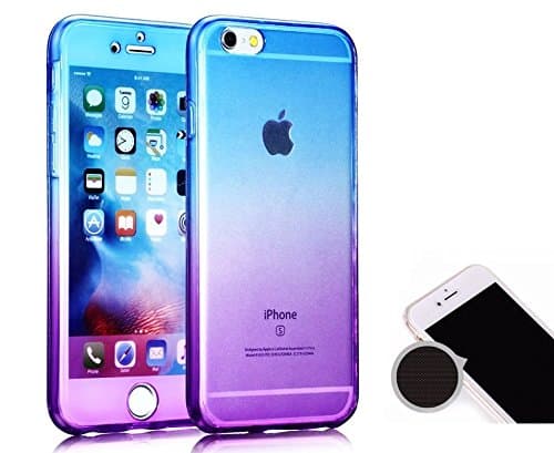 TheTransporter Slim 360 degree Protective Shockproof Front and Back Full Body TPU Silicone Gel Case Cover For Apple iPhone 7 Plus 5.5 inch Blue / Purple