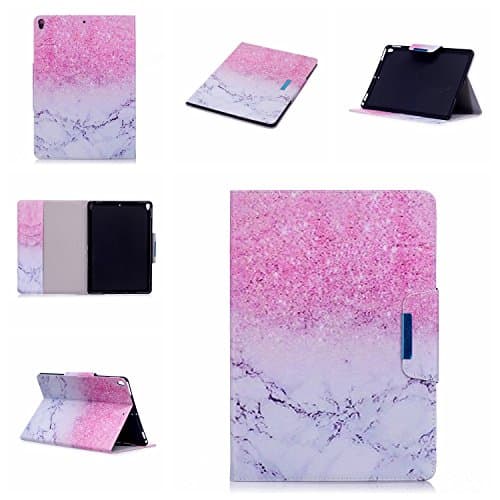 JHTC for Apple iPad Pro 10.5 inch 2017 Case with Auto Sleep &amp; Wake Function Flip Wallet Case Leather Soft Silicone Shock Proof Protective Backcover with Stand Credit Card Holder Magnetic Cover Ultra Thin Pink White Marble Sand Personalised Cute Funny Patterned Clear Design Colorful Cases Gift for girls