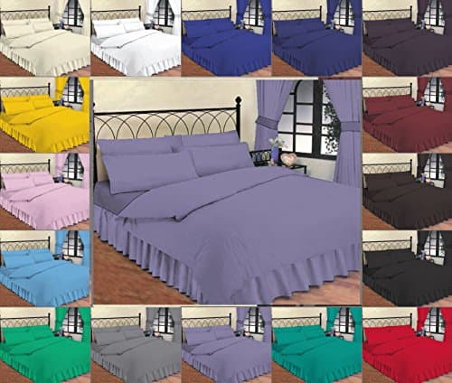 Luxury Fitted Valance By Thread Linen Poly Cotton Fitted Valance Bed Sheet (Super King, Lilac)