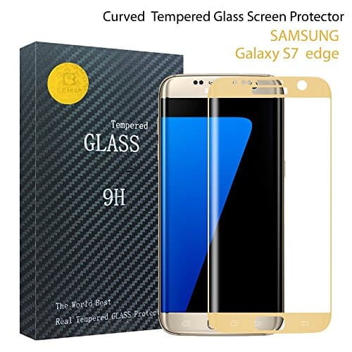 Galaxy S7 Edge 3D Curved Tempered Glass Screen Protector,[SZEETECH] Premium 0.26MM Ultra Slim Tempered Glass Full Coverage Screen Protector,3D Curved Surface Radian Integration Protective Film Anti-scratch Anti-fingerprint for Samsung S7 Edge(Gold)