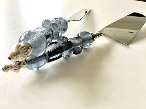 Cake knife and Server set with handmade glass bead handle in presentation pouch