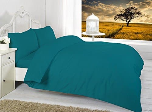 Teal Pillow Case Pair Plain Dyed Polycotton Only By EXQUIZIT HOME.