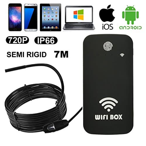 Firstwish Wifi Endoscope Inspection Camera OTG USB Wireless Borescope IOS Waterproof Snake Camera Iphone Android 6 LEDS (7M)