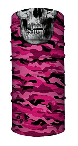 SA Face Shield Multi Function Mask Scarf Bandana Pink Military Camo Skull