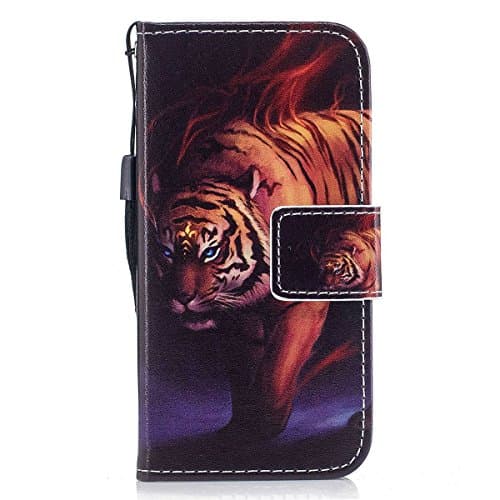 Gelusuk iPod Touch 5th/6th Generation Leather Wallet Case,Creative Cartoon [Tiger] Pattern PU Leather Foldable Folio Wallet Cover with Kickstand Feature Credit Card Slots Magnetic Closure For iPod Touch 5th/6th Generation