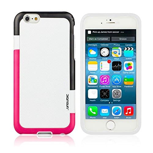 Diginova - iPhone 6 6s Case Cover 4.7” Soft Rubber Hybrid TPU Back Case (8 - White / Black / Hot Pink)