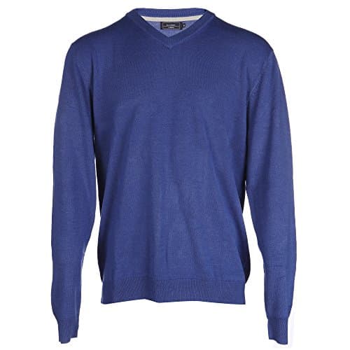 Blu Cherry Men's V Neck Pull Over Jumper Winter Sweater Long Sleeve (X-LARGE, Royal Blue)
