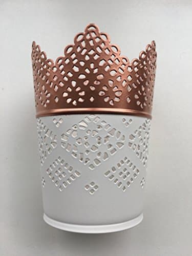 Rose Gold (Copper) / White Lace Effect Storage Pot Small