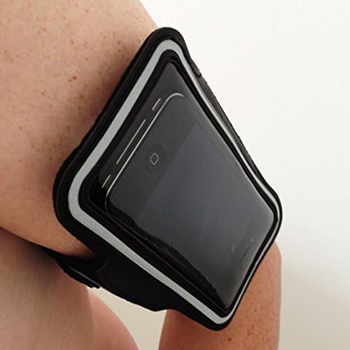 HubLines® - Jogging bag for all 4.7 inch - Inside Size 10.5 cm * 5.2 cm Smartphones - GYM, Fittness, Sport, Bracelet, Protective sleeve, Wristband, Runner Case, Sportcover, Arm holder - black Nylon / Neoprene