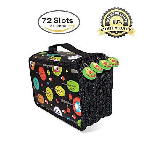 Pencil bags,Moliker 72 slots Super Large Capacity Multi-layer Students Pencil Colored Pencil/Roll Pouch/School Office Art Soft Pencil Bag for Art Drawing (Black)