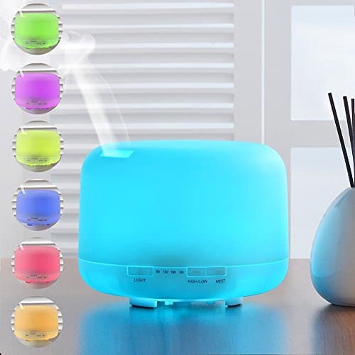 500ml Essential Oil Diffuser for Aromatherapy - STARS100 Cool Mist Air Humidifier with 7 Color LED Lights Changing and Waterless Auto Shut-off - Great for Home Office or Bedroom
