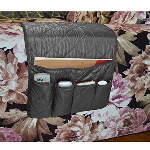 Lainin Sofa Couch Chair Armrest Storage Organizer with 5 Pockets, Fits for Phone, iPad, Book, Magazines, TV Remote Control - Black