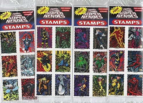 24 MARVEL SUPER HEROES UNUSABLE STAMPS IN 4 SHEETS