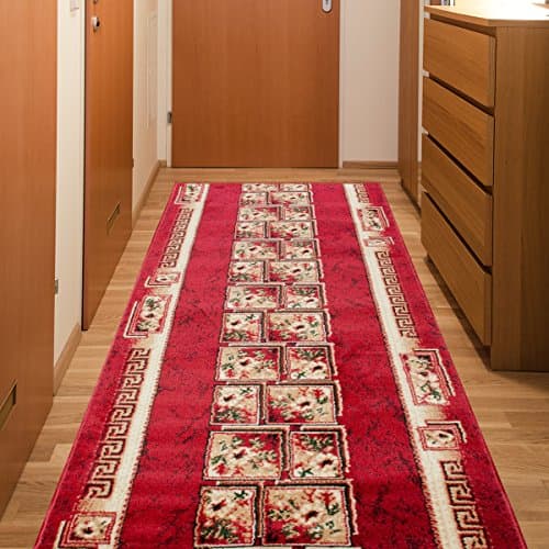 Red Traditional Rug Hall Runner Hallway Nuance Pattern 70 x 350 cm (2ft4" x 11ft6")