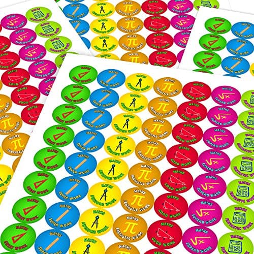 Comic Superhero Math Reward Sticker Labels, 70 Labels @ 2.5cm, Perfect for Teachers Classrooms Parents Schools Primary Children Marking Doctors Nurses Opticians Pupils Merit Motivation Praise