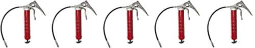 Alemite 555-E Pistol Grip Grease Gun, Develops up to 7,500 psi, Delivery 1 oz./30 Strokes, 16 oz. Bulk or 14 oz. Cartridge, with Flexible Extension, Dual Leverage, Volume or Pressure Mode (5-(Pack))