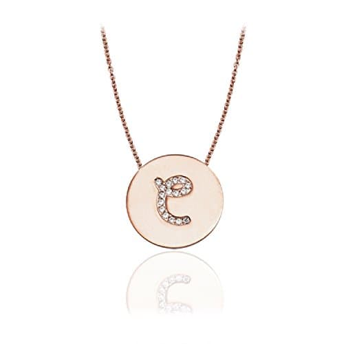 Genuine Solid 14K Pink Rose Gold and Diamond Initial Pendant/Necklace (3/4”) P-I01 (C)