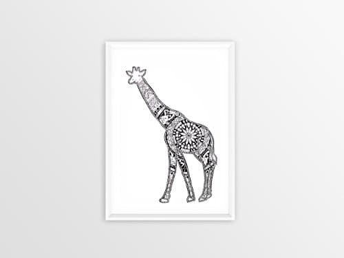 Giraffe mandala drawing Fine art print