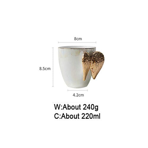 Creative White Ceramic Cup Gold Plated Mango Angel Wings Office Home Coffee Milk Porcelain Cups Couple Gift Home Decor @ White