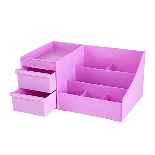 Home Cube® Creative Multifunction Plastic Drawer Cosmetic Make Up Storage Boxs Desktop Jewelry Organizers Makeup Organizer Storage Box (Purple Color)