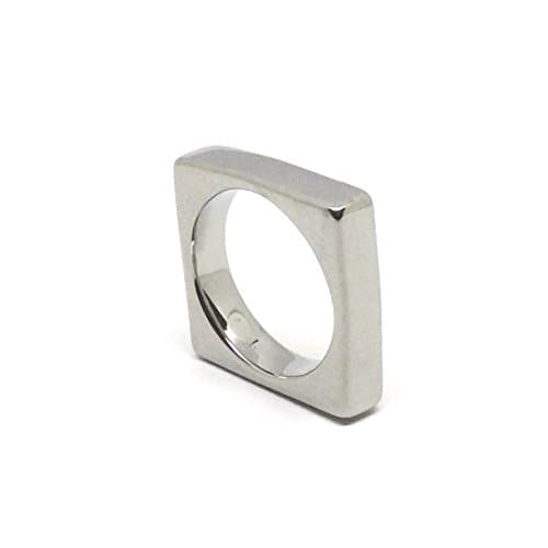 Karana Stainless Steel Classic Square Ring - Silver