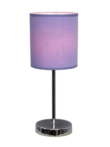 Simple Designs Home Simple Designs LT2007-PRP Chrome Mini Basic Table Lamp with Fabric Shade, Purple