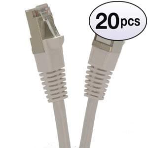 GOWOS Cat5e Shielded Ethernet Cable (20-Pack - 35 Feet) White - 26AWG Network Cable with Gold Plated RJ45 Snagless/Molded/Booted Connector - 1Gigabit/Sec High Speed LAN Internet/Patch Cable - 350MHz
