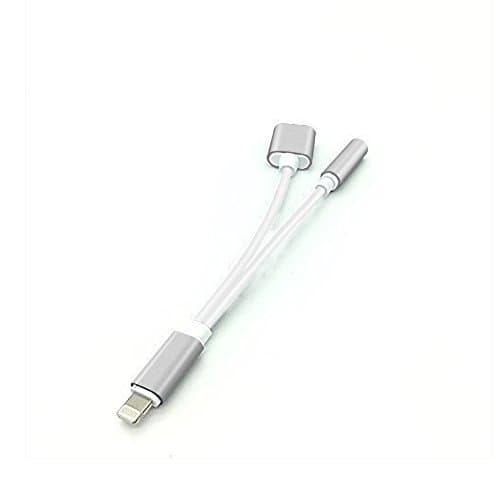 2 in 1 Lightning to 3.5mm iphone 7 Adapter, Lightning Charger, Lightning to 3.5mm Aux Headphone Jack Adapter for iphone 7 / 7 plus (Silver)