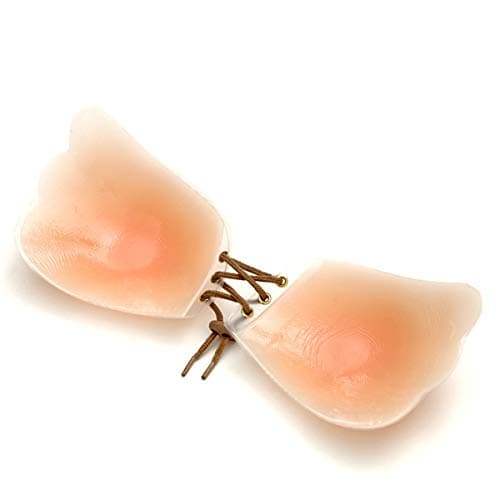 Sticky Strapless Invisible Self-Adhesive Backless Silicone Bra Push-Up with Drawstring Nude