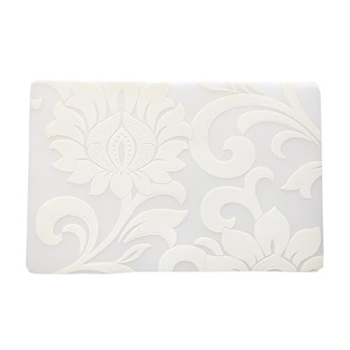 August Dream 6 Pcs Thin Wipe Clean Placemats Set of 6 Placemat for Kitchen Dinner Table Place Mats Dining Placemats Plastic Waterproof, Wipeable, Translucent (Big White Flower)