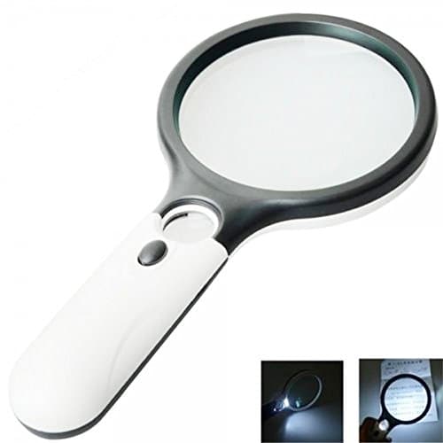 Magnifier 3 LED Light, Marrywindix 3X 15X Handheld Magnifier Reading Magnifying Glass Lens Jewelry Loupe White and Black