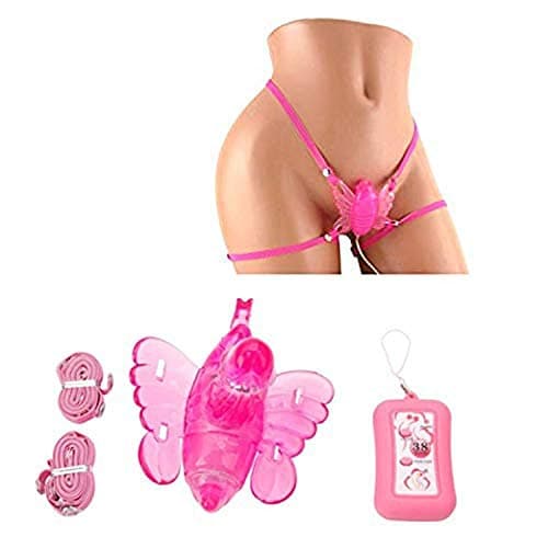 Gragory Wireless Remote Control Butterfly-Shaped Strap-on Massage Toy for Female Pleasure（Pink）