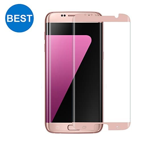 Galaxy S7 Edge Screen Protector TANAAB [9H Glass][Case Friendly][3D Curved Protection][Ultra HD][Anti-Bubble] UPgrade with right/left Glue Bar - Pink