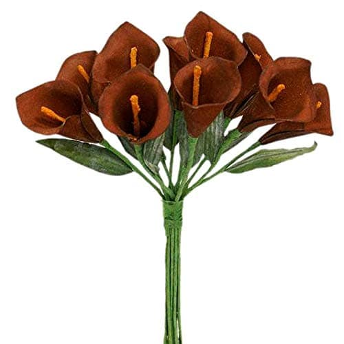 BalsaCircle 60 Chocolate Brown Single Stem Mini Calla Lilies - Artificial Flowers Wedding Party Centerpieces Arrangements Bouquets Supplies
