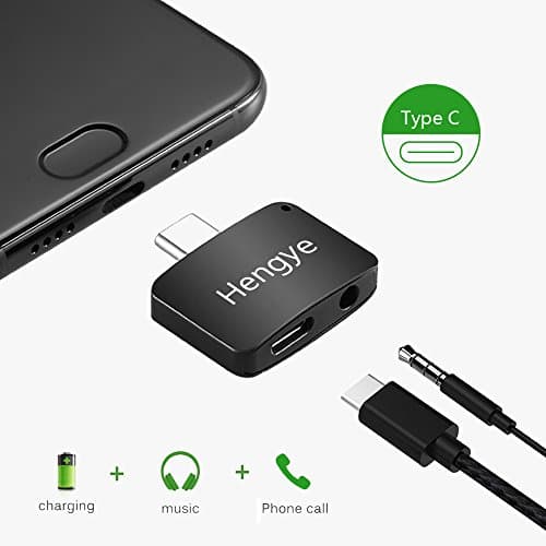 USB Type C to 3.5mm Splitter Aux Audio Jack Headphones Adapter 2 In 1 Charger Converter