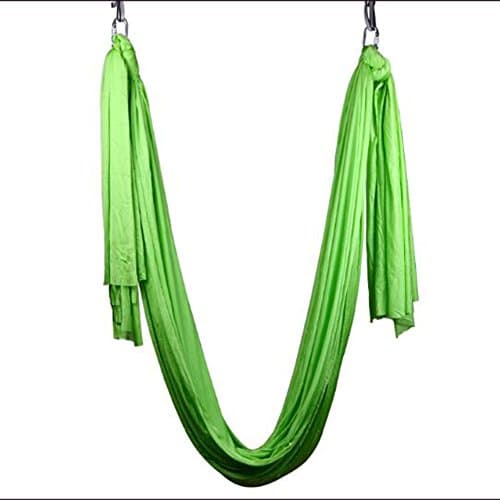 MHSH 8Color Size 5×2.8m(width)/5.5×3yards Anti-Gravity Arial Yoga Swing Hammock Pilates bodybuilding Fitness Inversion therapy with Carabiner Daisy Chain and Ceiling Bolts Silk Nylon Fabric (Green)