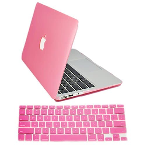 Candance（TM）Pink Rubberized Frosted Matte Surface Hard Shell Case Cover for Macbook Air 13" 13.3" A1369 &amp; A1466 with Silicone Keyboard Cover Skin Stickers Protector and screen protector (Pink with Silicone Keyboard Cover Skin Stickers Protector)
