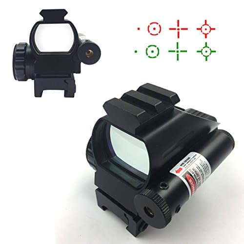 Twod Red Dot Reflex Sight Holographic Sight 4 Reticles Adjustable Brightness with Gun Sight Laser for Picatinny Weaver Rail, Black