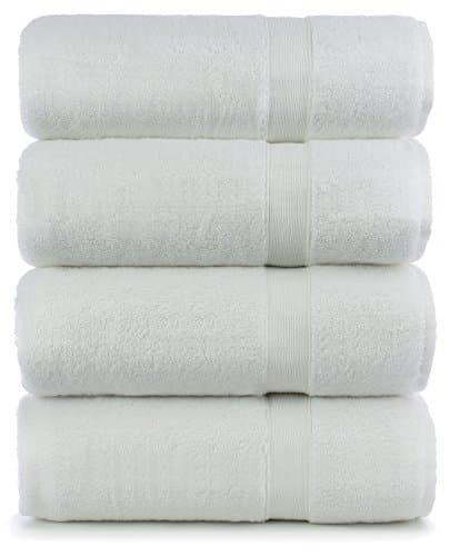 Luxury Turkish Thick Bath Towel Set, Long-Staple, Extra Softness, 800 GSM, 27x54 inches (White)