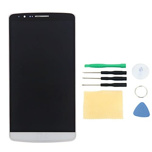 Vamery Replacement Display LCD & Touch Screen Digitizer Assembly with Frame for LG G3 D850 VS985 LS990 White + Repair Tools