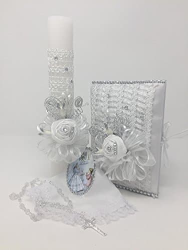 First communion candle fabric flower