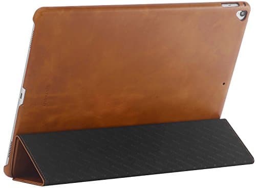 StilGut Case compatible with Apple iPad Pro 12.9" (2017 and Previous Editions), Genuine Leather Case with Folded Cover Design, Stand Function & Smart-Cover (Auto Sleep, Wake-up), Cognac Brown