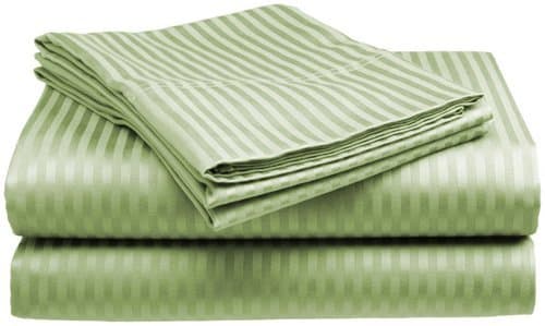 Comfort Linen 300 Thread Count Cotton Dobby Stripe Sheet Set- Assorted Colors/sizes, Full - Sage