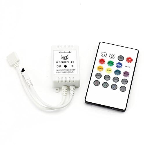 20 keys Music Sensor IR Remote Control for DC12V 5050 3528 5630 RGB LED Strip light Tape Lamp - White