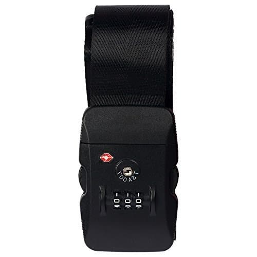 Xunbin Luggage Strap TSA Approved Combination Lock Adjustable long cross Suitcase Travel Belt(Black cross band)
