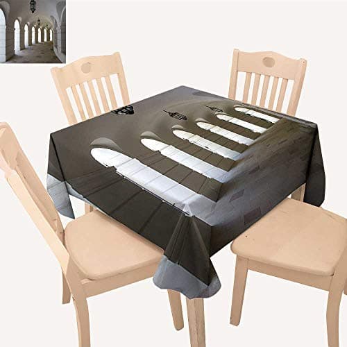 UHOO2018 Square/Rectangle Polyester Tablecloths Arch and Lanterns Architectural Ative White Fuitable for Home use,23 x 23inch
