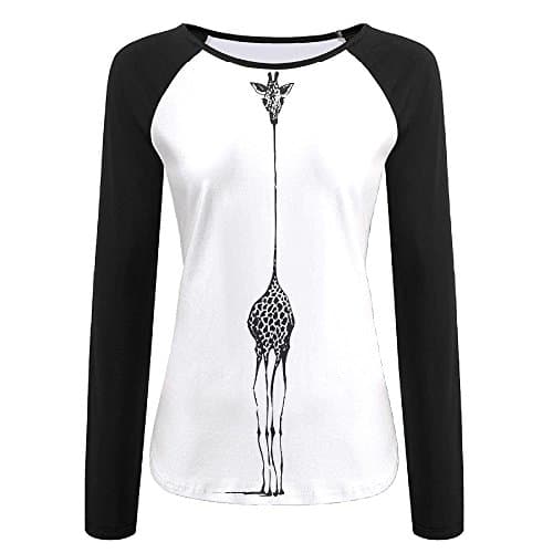 Giraffe 3D Print Women's Long Sleeve Top Round Neck Pullover T-Shirt
