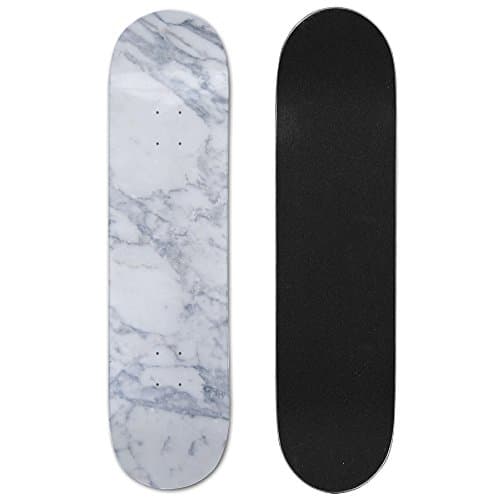 Aeivans White Gray Marble Grain Tiled Pattern Classic Longboard Skateboard