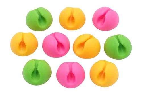 Vorfreude 10 Pack Cable Clips &amp; Cord Management Drops 3M Self Adhesive Stick On Organizer for Car, Ethernet, PC, USB, iPhone, HDMI, or Desk (Single Mini 1) Assorted Multicolor