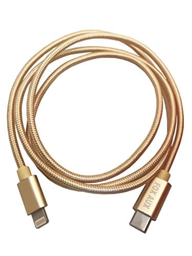 Fox Aux - Premium 3.1 USB-C to Apple Lightning Nylon Braided iPhone iPad Cable - Macbook Pro Charger (Gold Rush)